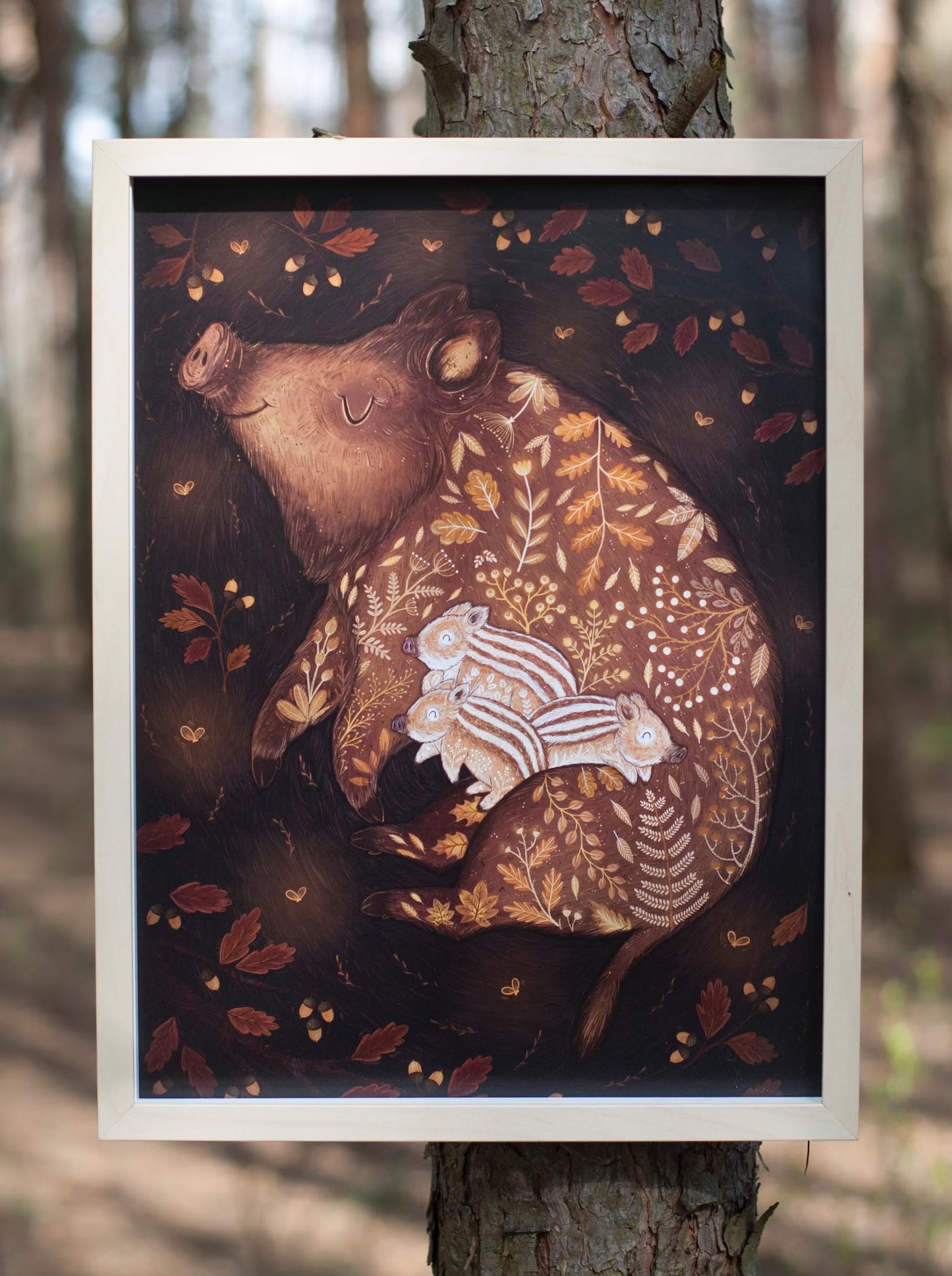 Sleeping Wild Boars Print