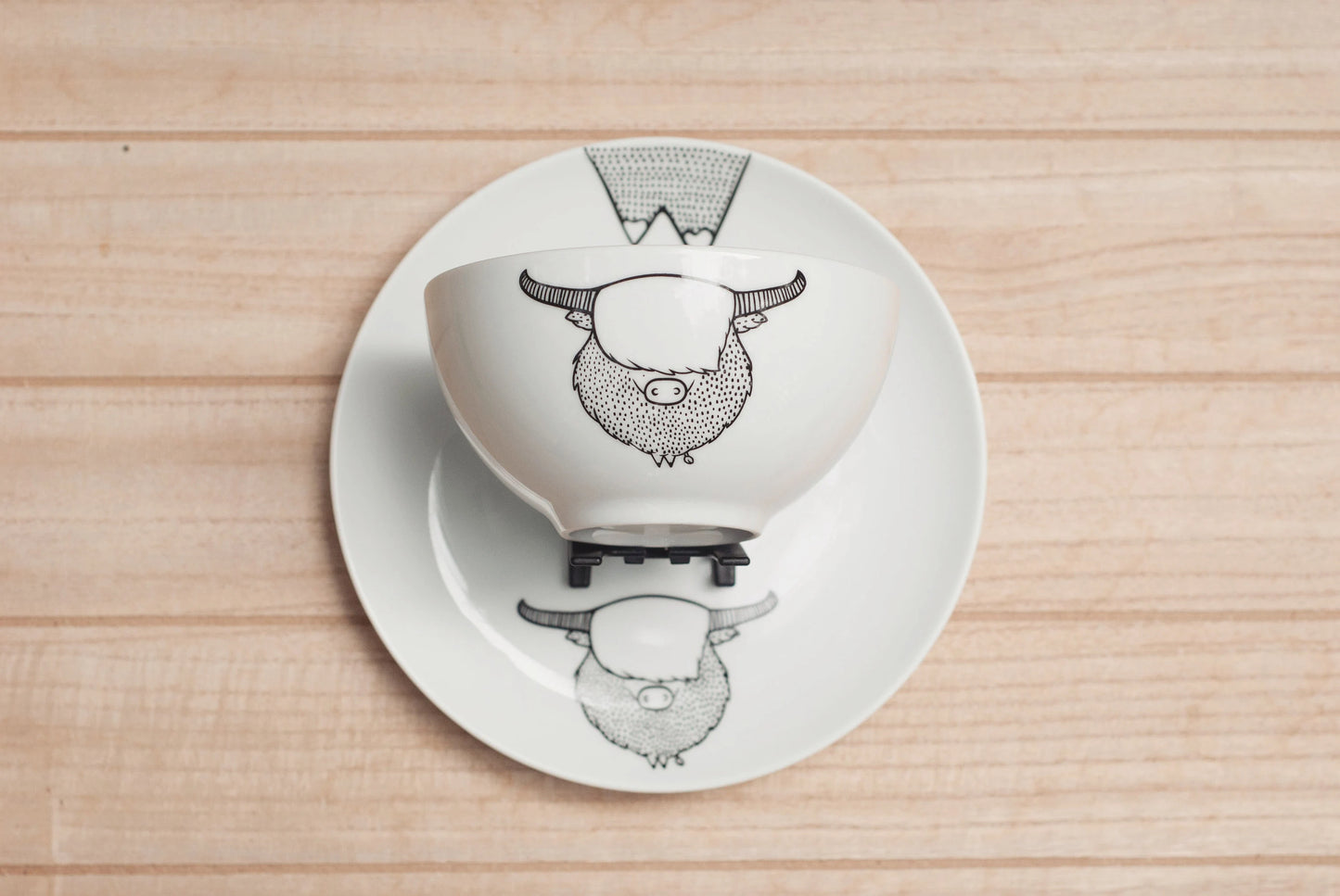 Highland Cow Set - Mug + Bowl + Plate