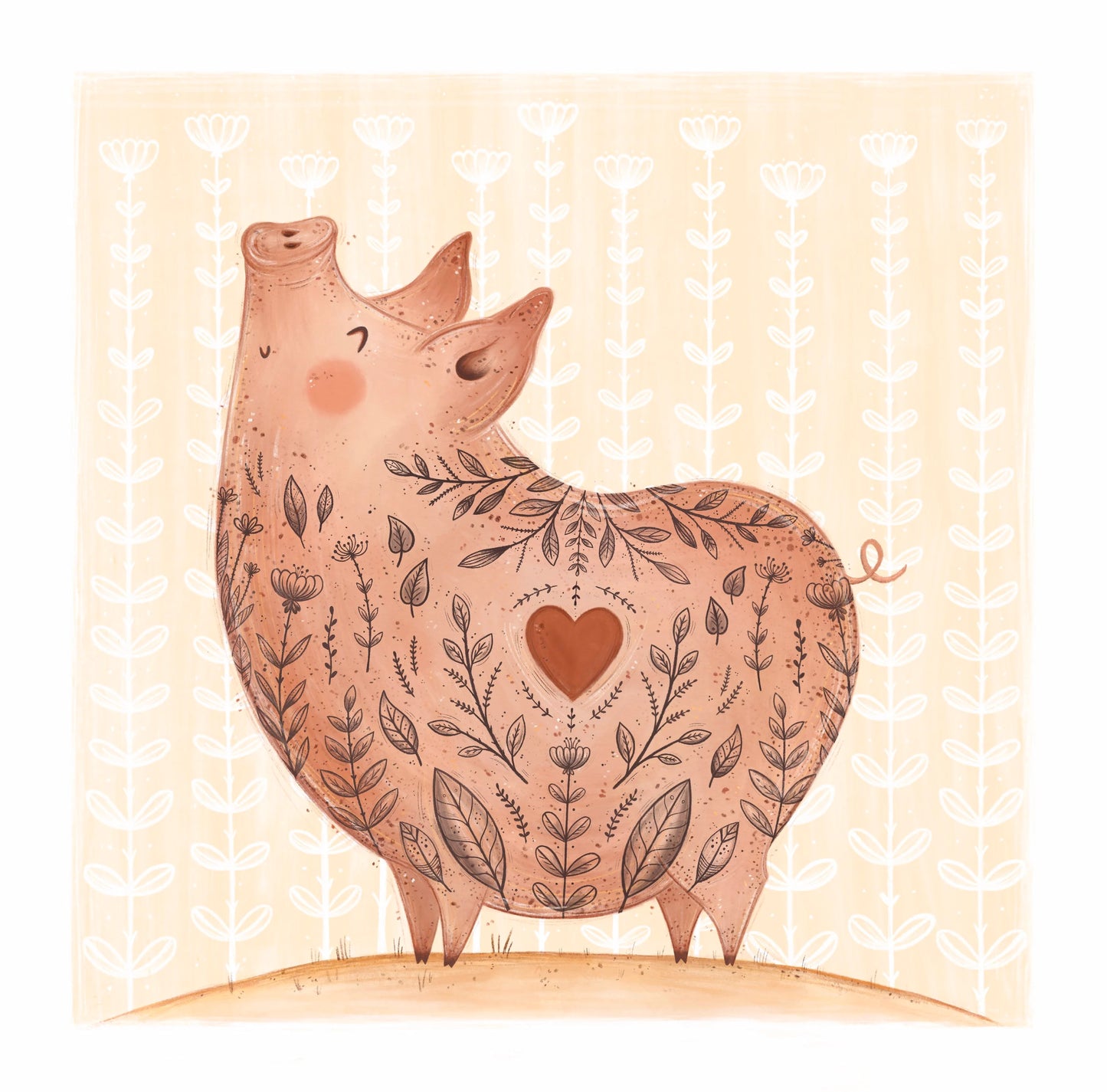 Plakat Świnka - Love All Animals.