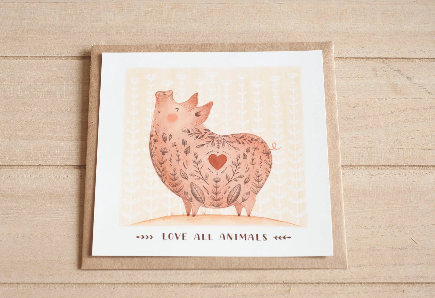 Świnka - Pocztówka - Love All Animals.