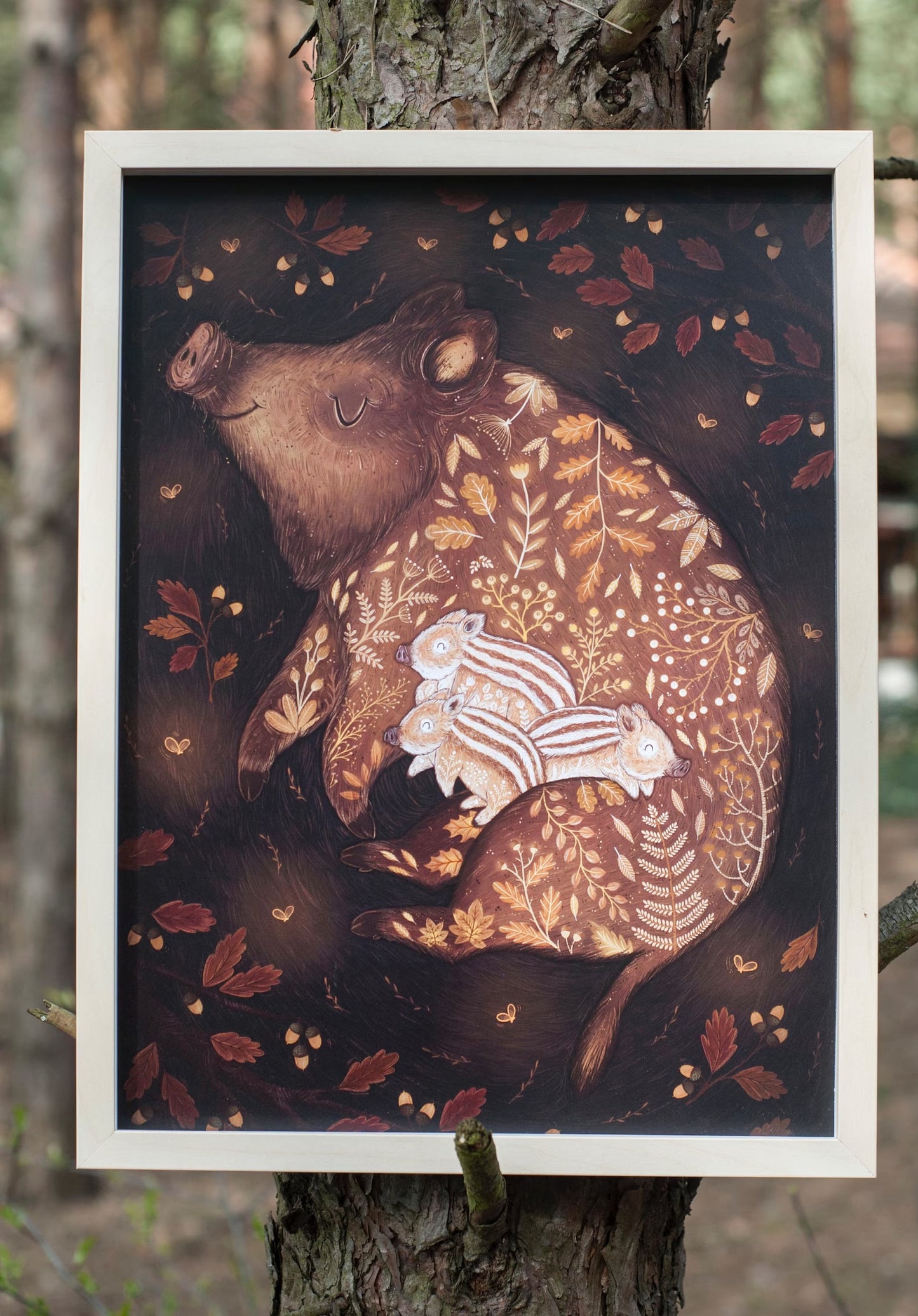 Sleeping Wild Boars Print