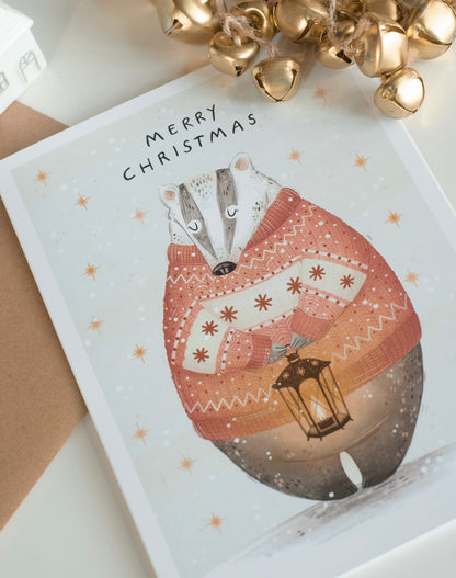 Christmas Badger Card