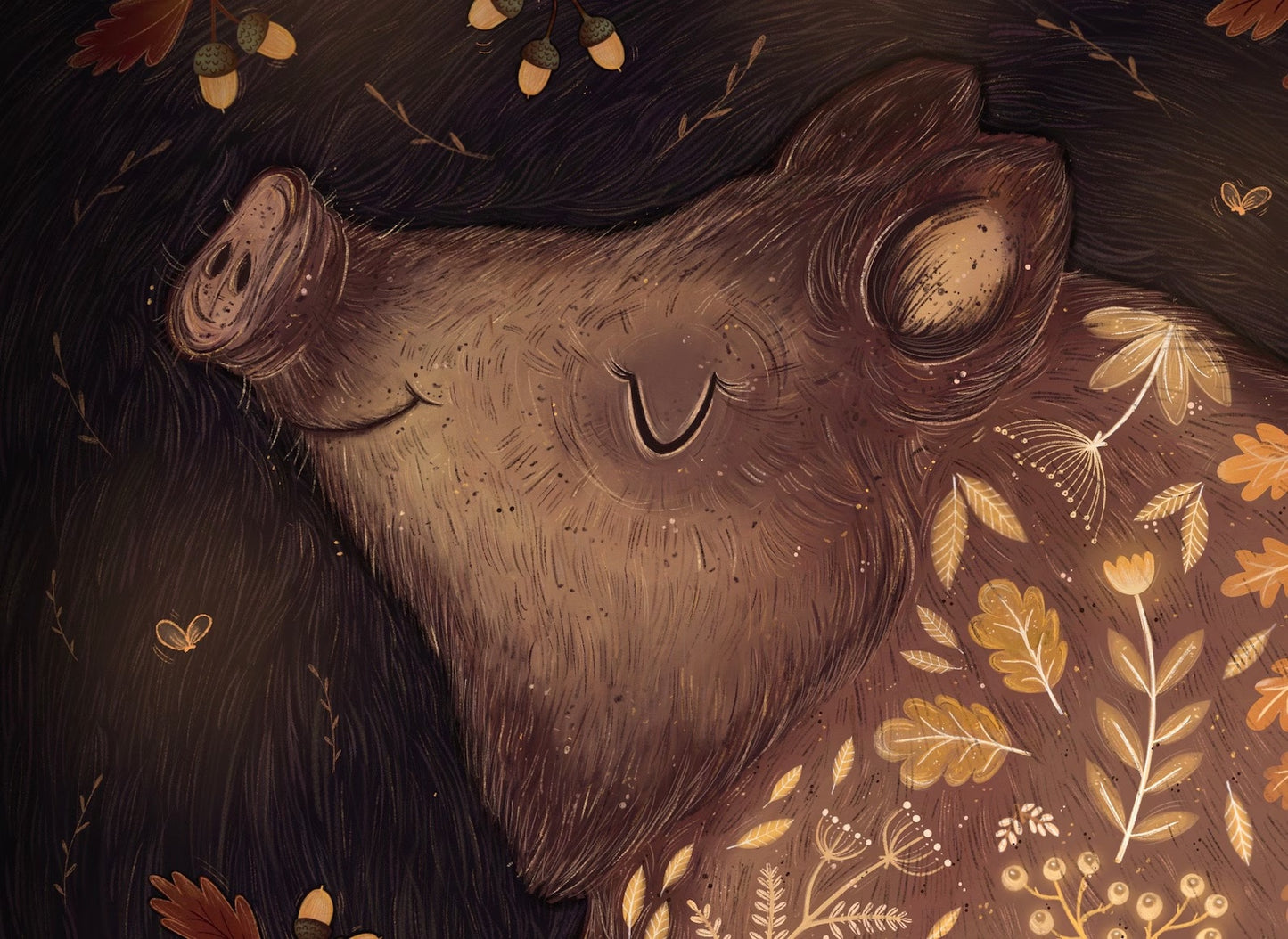 Sleeping Wild Boars Print