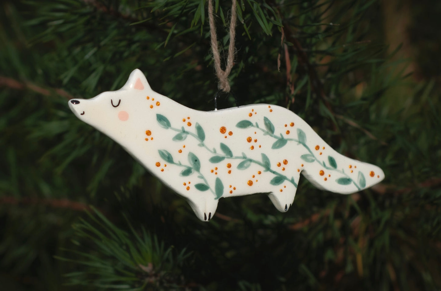 Arctic Fox - Hanging Ornament