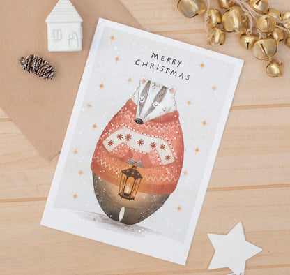 Christmas Badger Card