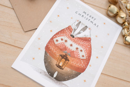Christmas Badger Card