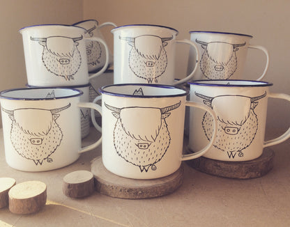 Highland Cow Enamel Mug