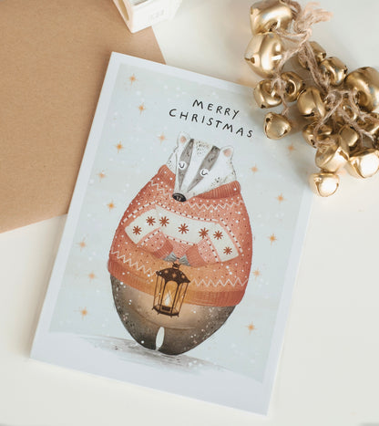 Christmas Badger Card
