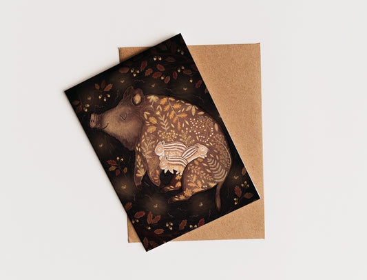 Sleeping Wild Boars - Postcard