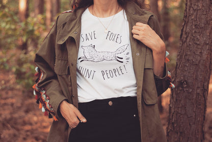 Fox T-shirt - Save Foxes Hunt People