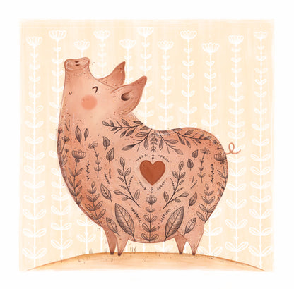 Plakat Świnka - Love All Animals.