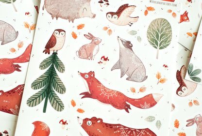 Sticker Sheet - Woodland Animals