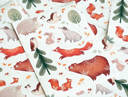 Sticker Sheet - Woodland Animals